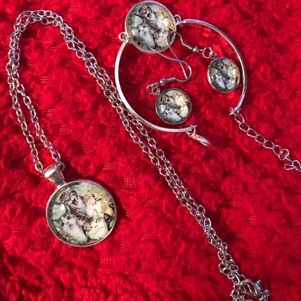 🔥3/$15🧊 Here kitty kitty! Cute cat jewelry set